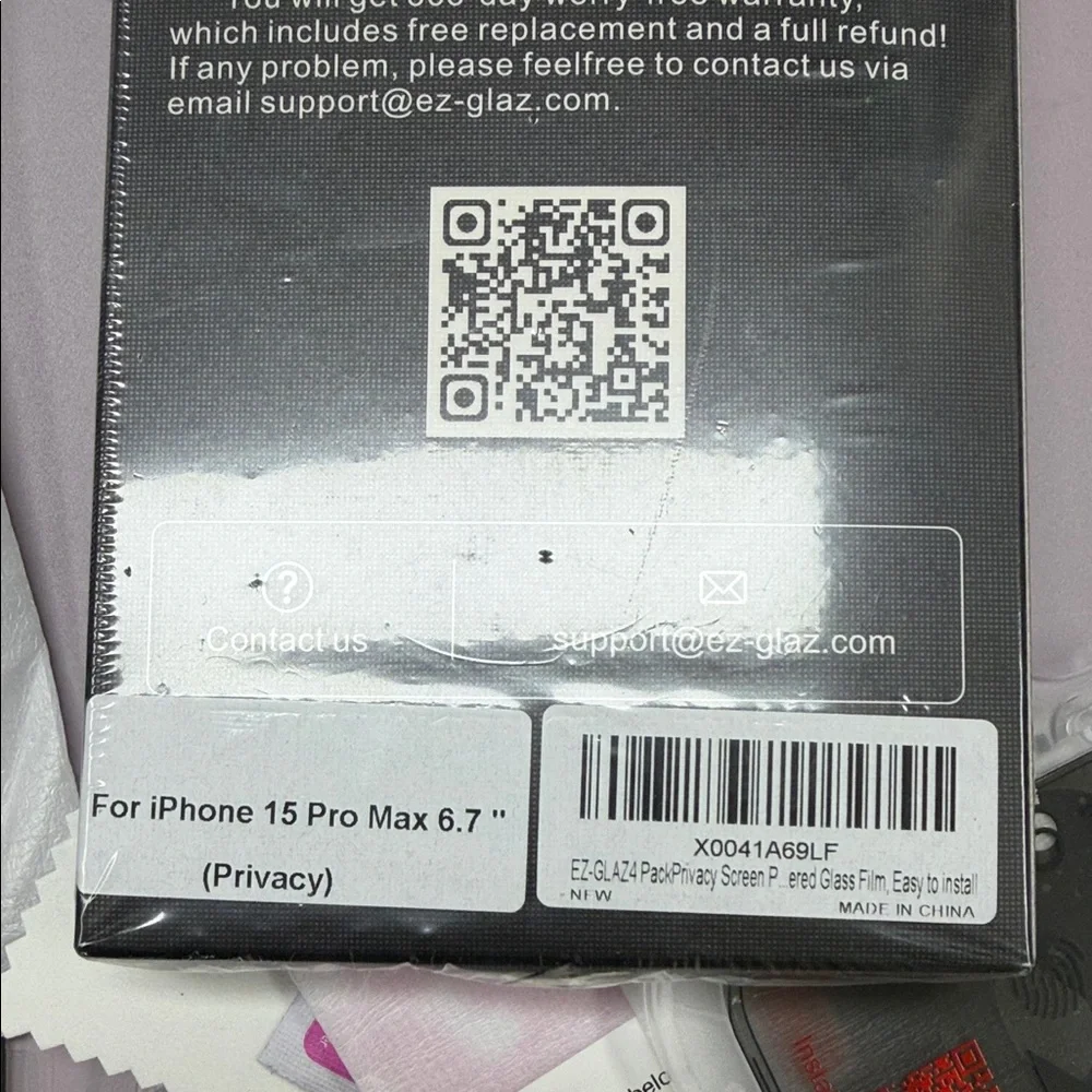 Set of 2. iPhone 15 Promax Privacy Screen protectors with installation kit.